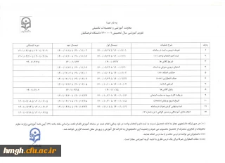 تقویم آموزشی سال تحصیلی 1401-1400 دانشگاه فرهنگیان