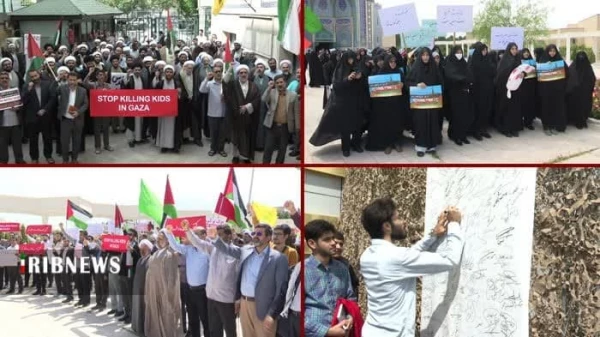 شرکت کارکنان و دانشجومعلمان پردیس حضرت معصومه(س) در اجتماع بزرگ دانشجویان قم جهت حمایت از مردم مظلوم غزه 2